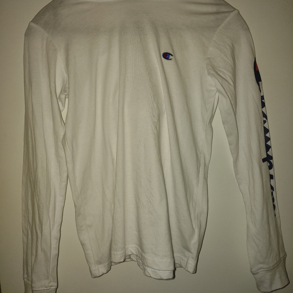 Champion Women's Long Sleeve Hoodie Tshirt Sz Large White